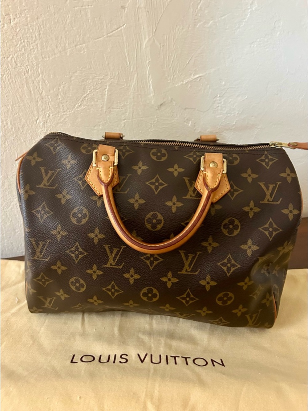 Louis Vuitton Authentic Rare Canvas Speedy 30 Satchel in Brown and Tan